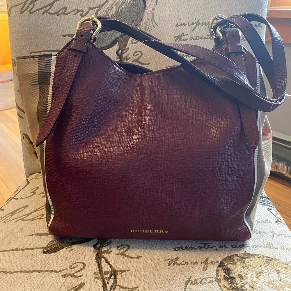 Burberry medium sized purse (mulberry/plaid)